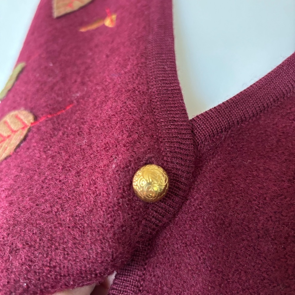 Classic Elements Maroon Fall Leaves Embroidered 1… - image 8